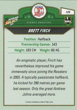 2006 Select Accolade #125 Brett Finch Back